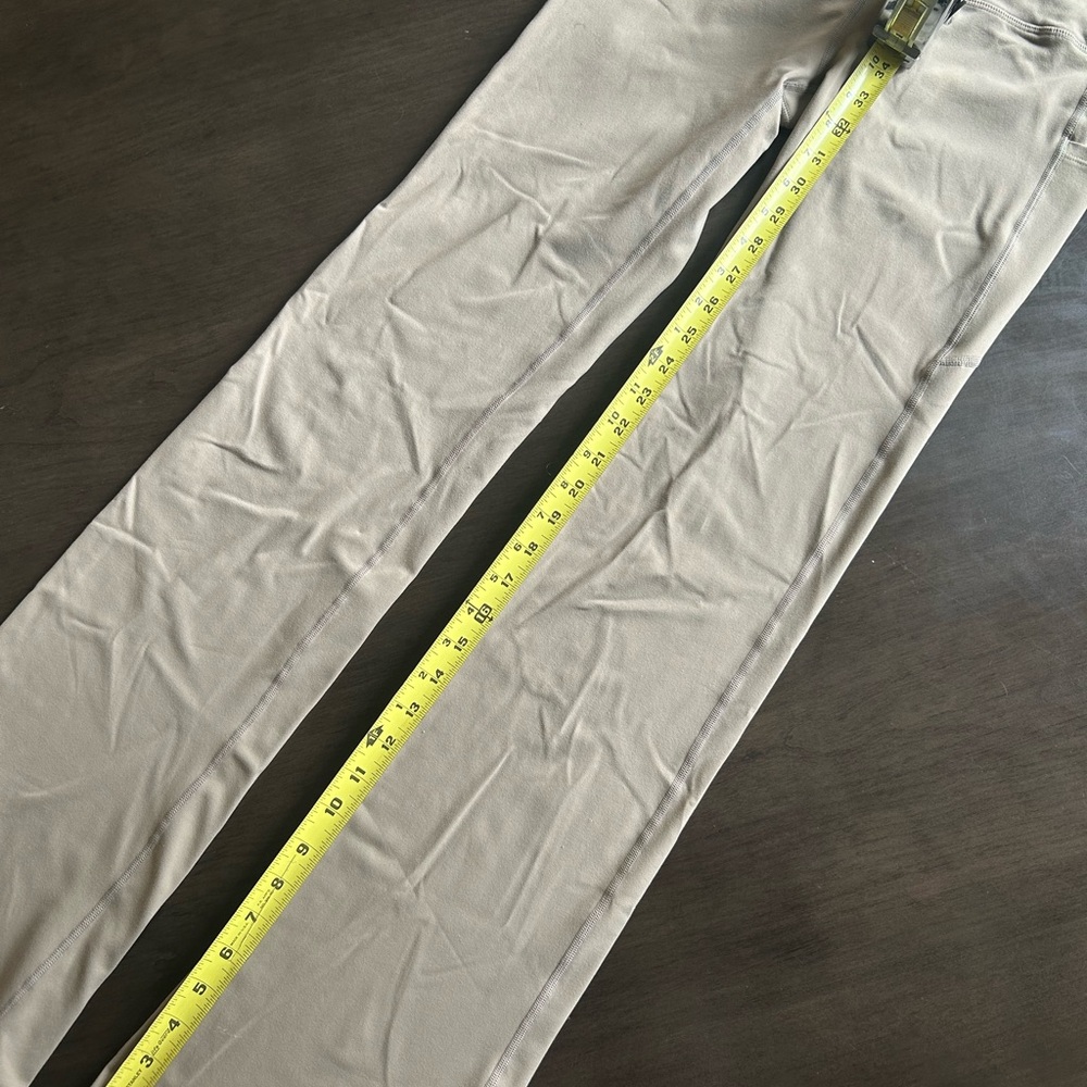 Tan LONG leggings bootcut 34” inseam bubbleme yoga pants size small TALL